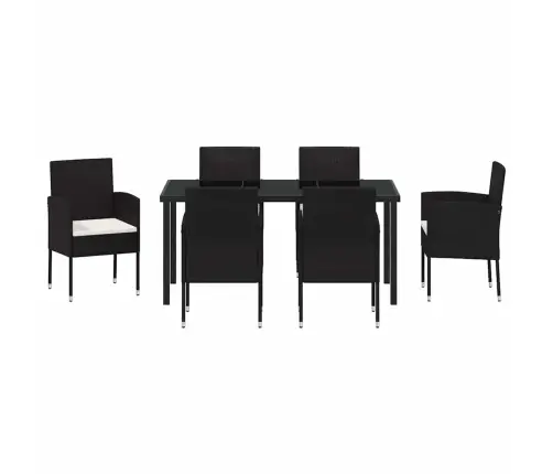 Sodo Valgomojo Komplektas Su Pagalve 7 Pcs Juoda Poliratanas