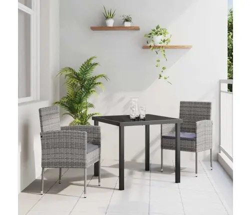 Sodo Valgomojo Komplektas Su Pagalve 3 Pcs Pilka Poliratanas