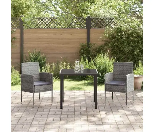 Sodo Valgomojo Komplektas Su Pagalve 3 Pcs Pilka Poliratanas