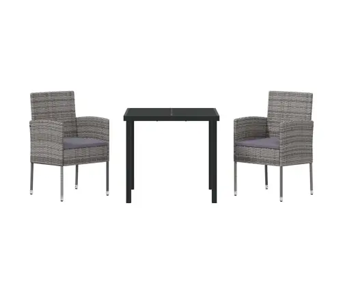 Sodo Valgomojo Komplektas Su Pagalve 3 Pcs Pilka Poliratanas