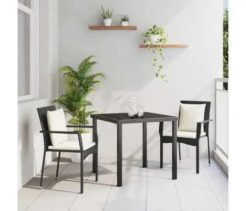 Dārza Ēdamgalda Komplekts 3 Pcs Melna 80 X 80 X 73 Cm Pe Ratan Vidaxl