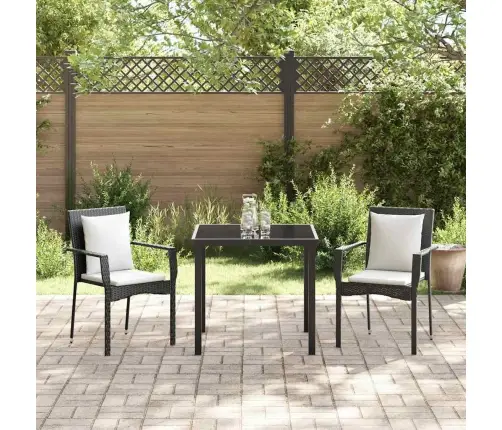 Dārza Ēdamgalda Komplekts 3 Pcs Melna 80 X 80 X 73 Cm Pe Ratan Vidaxl