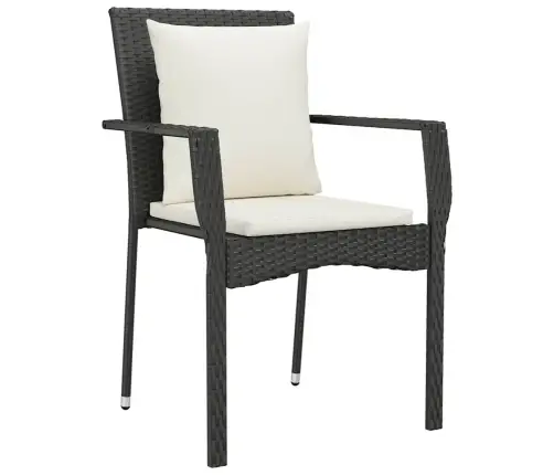 Dārza Ēdamgalda Komplekts 3 Pcs Melna 80 X 80 X 73 Cm Pe Ratan Vidaxl