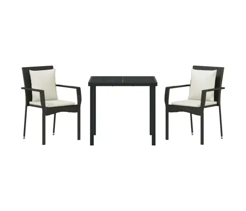 Dārza Ēdamgalda Komplekts 3 Pcs Melna 80 X 80 X 73 Cm Pe Ratan Vidaxl