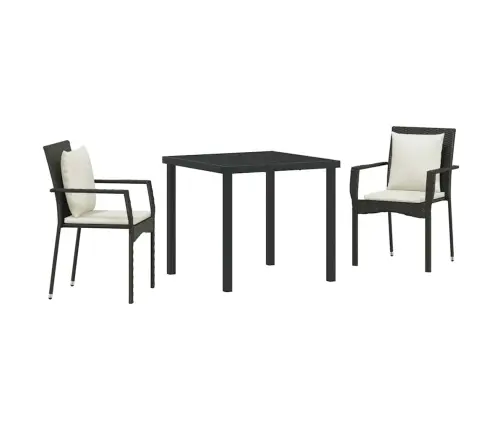 Dārza Ēdamgalda Komplekts 3 Pcs Melna 80 X 80 X 73 Cm Pe Ratan Vidaxl
