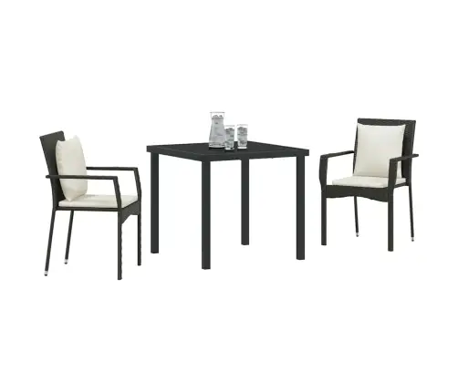 Dārza Ēdamgalda Komplekts 3 Pcs Melna 80 X 80 X 73 Cm Pe Ratan Vidaxl