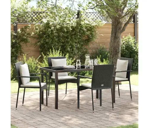 Dārza Ēdamgalds 5 Pcs Melna 140 X 70 X 73 Cm Pe Ratan Vidaxl