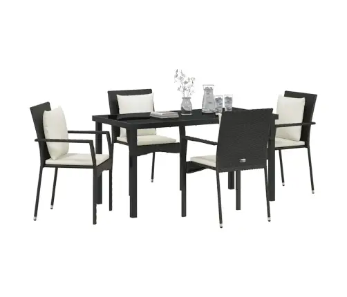 Dārza Ēdamgalds 5 Pcs Melna 140 X 70 X 73 Cm Pe Ratan Vidaxl