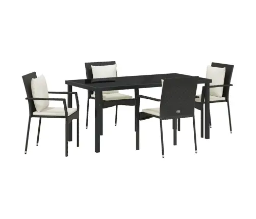 Aia Söögilaudade Komplekt Padjaga 5 Pcs Must Polürotang