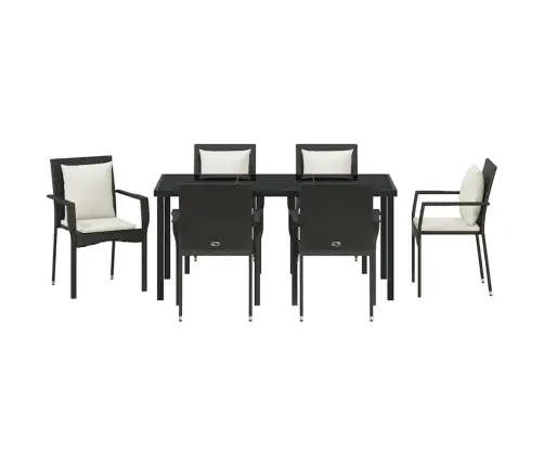 Aia Söögilaudade Komplekt Padjaga 7 Pcs Must Polürotang