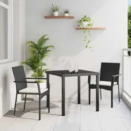 Dārza Ēdamgalds Ar Spilvenu 3 Pcs Melna Poliratāns Vidaxl