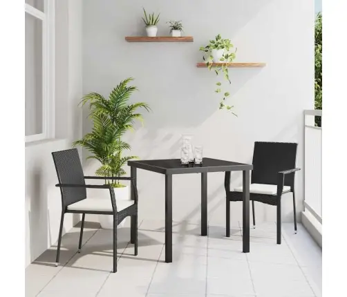 Dārza Ēdamgalds Ar Spilvenu 3 Pcs Melna Poliūtu Rotangpalma Vidaxl