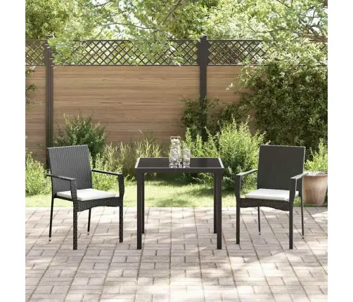 Dārza Ēdamgalds Ar Spilvenu 3 Pcs Melna Poliūtu Rotangpalma Vidaxl