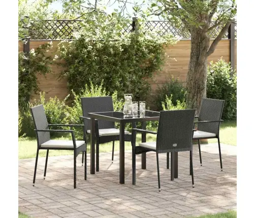 Dārza Ēdamgalda Komplekts 5 Pcs Melna 80 X 80 X 73 Cm Pe Ratan Vidaxl