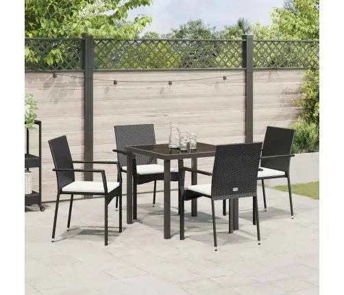 Dārza Ēdamgalda Komplekts 5 Pcs Melna 80 X 80 X 73 Cm Pe Ratan Vidaxl