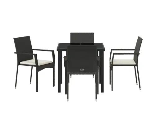 Dārza Ēdamgalda Komplekts 5 Pcs Melna 80 X 80 X 73 Cm Pe Ratan Vidaxl