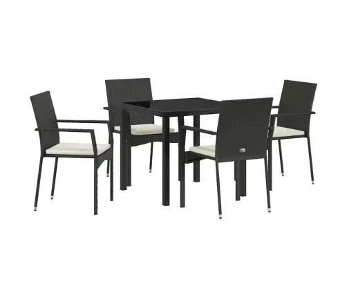 Dārza Ēdamgalda Komplekts 5 Pcs Melna 80 X 80 X 73 Cm Pe Ratan Vidaxl