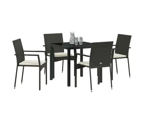 Dārza Ēdamgalda Komplekts 5 Pcs Melna 80 X 80 X 73 Cm Pe Ratan Vidaxl