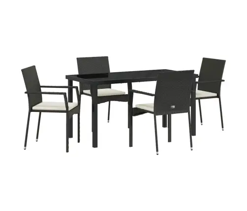 Sodo Valgomojo Komplektas Su Pagalve 5 Pcs Juoda Poli Ratanas Sodo Valgomojo Komplektas Su Pagalve 5 Pcs Juoda Poli Ratanas