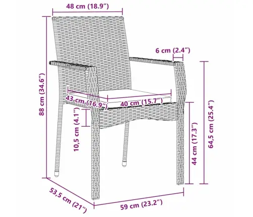 Dārza Ēdināšanas Komplekts 5 Pcs Melna 160 X 80 X 73 Cm Vidaxl
