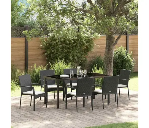 Aia Söögilaudade Komplekt Padjaga 7 Pcs Must Polürotang