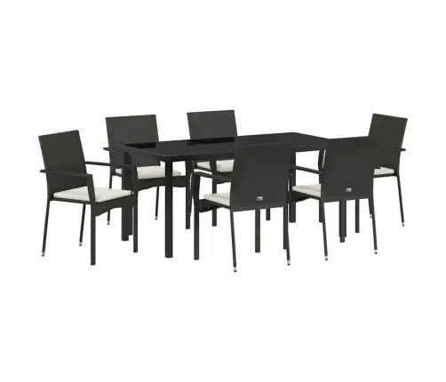 Aia Söögilaudade Komplekt Padjaga 7 Pcs Must Polürotang