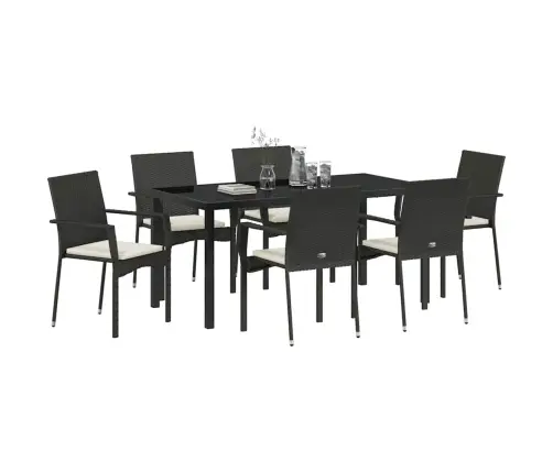 Aia Söögilaudade Komplekt Padjaga 7 Pcs Must Polürotang