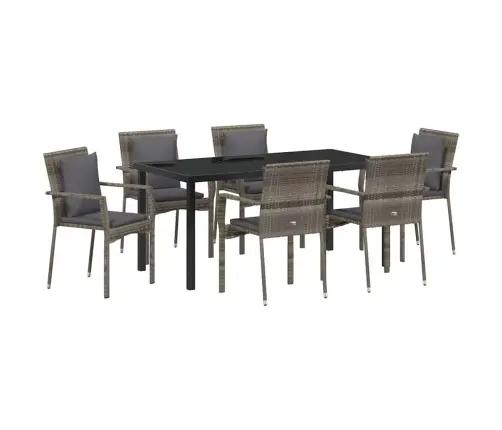 Sodo Valgomojo Komplektas Su Pagalve 7 Pcs Pilka Poli Ratanas