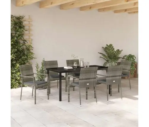 Dārza Krēslu Komplekts 7 Pcs Pelēka 160 X 80 X 73 Cm Vidaxl
