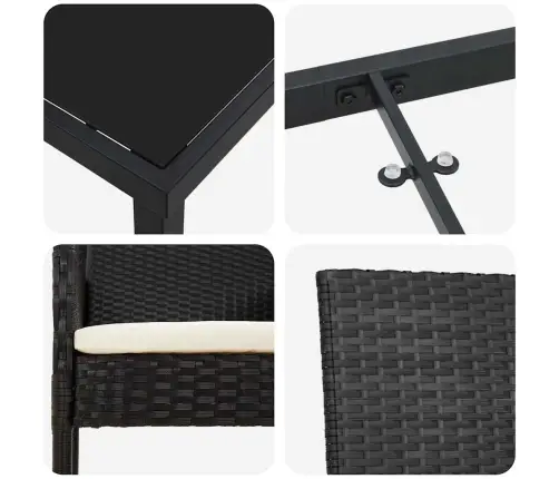 Aia Söögilaudade Komplekt Padjaga 5 Pcs Must Polürotang