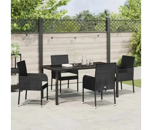 Aia Söögilaudade Komplekt Padjaga 5 Pcs Must Polürotang