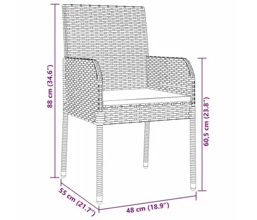 Aia Söögilaudade Komplekt Padjaga 5 Pcs Must Polürotang