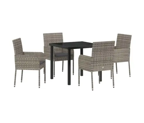 5 Daļu Dārza Ēdamgalds Ar Spilveniem, Pelēks Polyratans Vidaxl