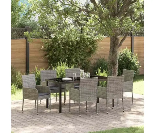 7 Daļu Dārza Galds Ar Spilveniem, Pelēks, Polirāts Vidaxl