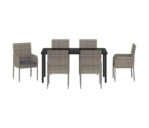 7 Daļu Dārza Galds Ar Spilveniem, Pelēks, Polirāts Vidaxl