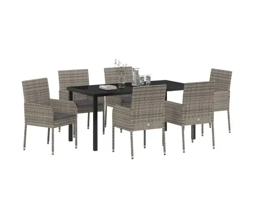 7 Daļu Dārza Galds Ar Spilveniem, Pelēks, Polirāts Vidaxl