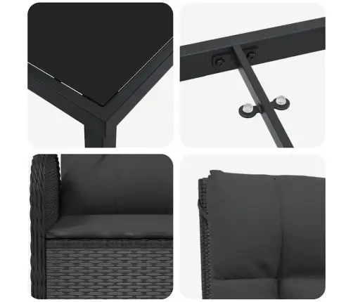 3 Gabalu Dārza Ēdināšanas Komplekts - Melns Poli Ratanis Vidaxl