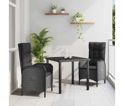 3 Gabalu Dārza Ēdināšanas Komplekts - Melns Poli Ratanis Vidaxl