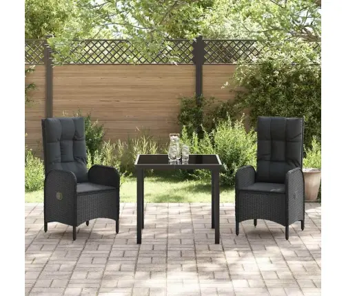 3 Gabalu Dārza Ēdināšanas Komplekts - Melns Poli Ratanis Vidaxl