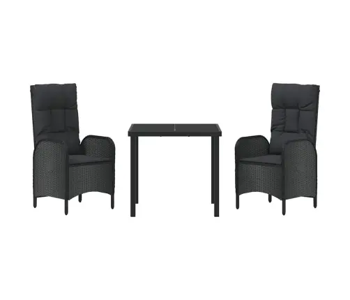 3 Gabalu Dārza Ēdināšanas Komplekts - Melns Poli Ratanis Vidaxl