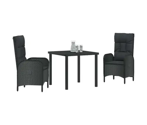 3 Gabalu Dārza Ēdināšanas Komplekts - Melns Poli Ratanis Vidaxl