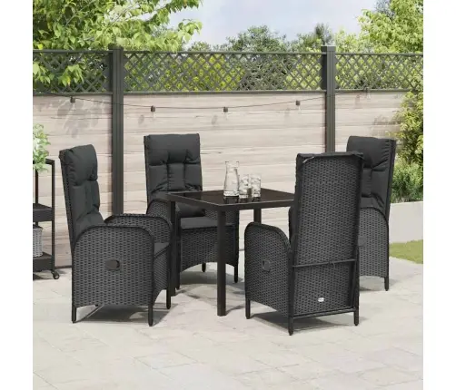 Aia Söögilaudade Komplekt Padjaga 5 Pcs Must Polürotang