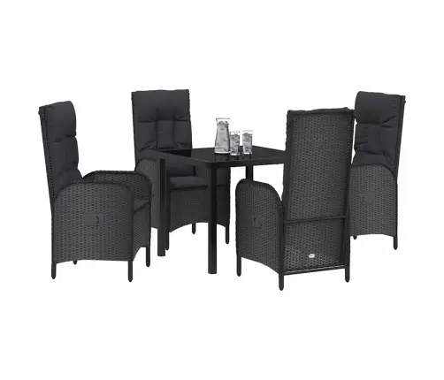 Aia Söögilaudade Komplekt Padjaga 5 Pcs Must Polürotang