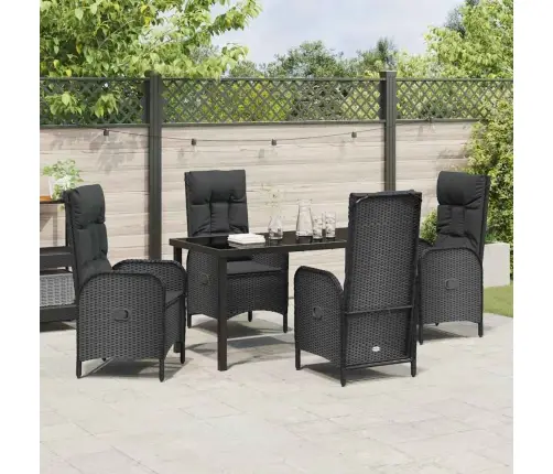 5 Gabalu Dārza Ēdamā Komplekts Melnā Polyrakstā Vidaxl