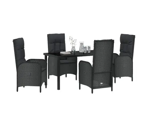 5 Gabalu Dārza Ēdamā Komplekts Melnā Polyrakstā Vidaxl