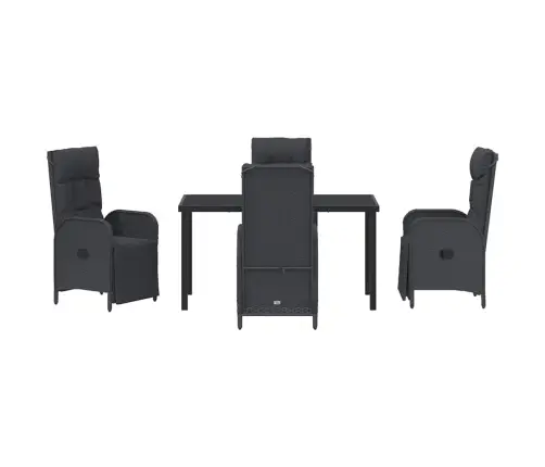 Sodo Valgomojo Komplektas Su Pagalve 5 Pcs Juoda Poliratanas