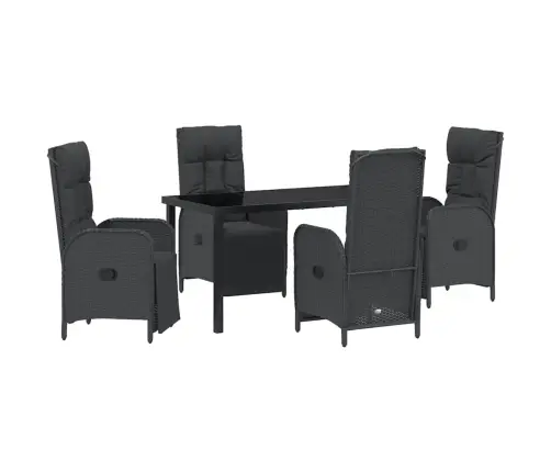 Sodo Valgomojo Komplektas Su Pagalve 5 Pcs Juoda Poliratanas