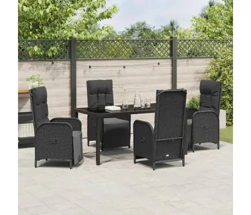 Sodo Valgomojo Komplektas Su Pagalve 5 Pcs Juoda Poliratanas