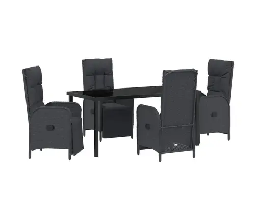 Sodo Valgomojo Komplektas Su Pagalve 5 Pcs Juoda Poliratanas