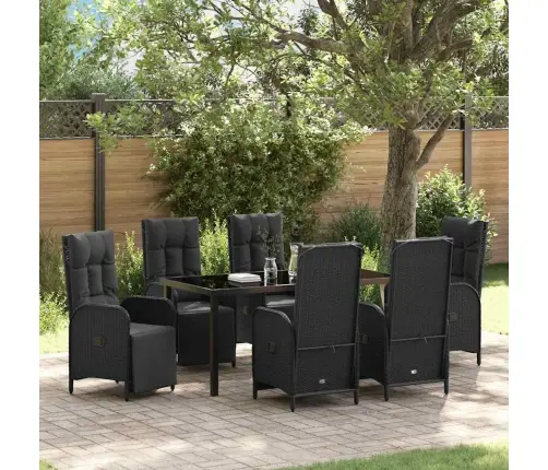 7 Daļu Dārza Galds Ar Spilveniem Melnā Poliratanā Vidaxl